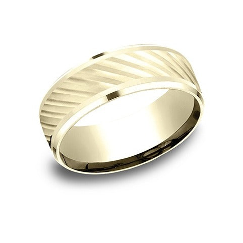 Drop Bevel Band with Diagonal Cuts Center