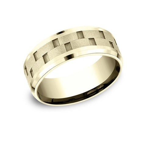 Drop Bevel Band with Chain Lnk Center