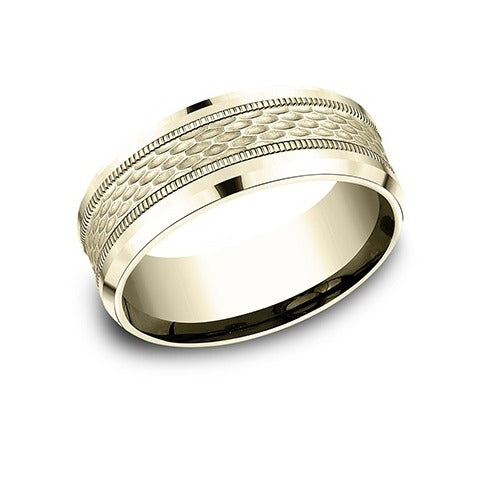 Drop Bevel Milgrain Band with Mesh Center