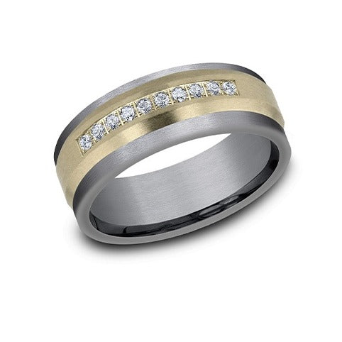 Straight Edge Satin Diamond Band