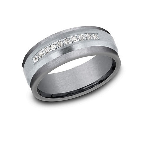 Straight Edge Satin Diamond Band