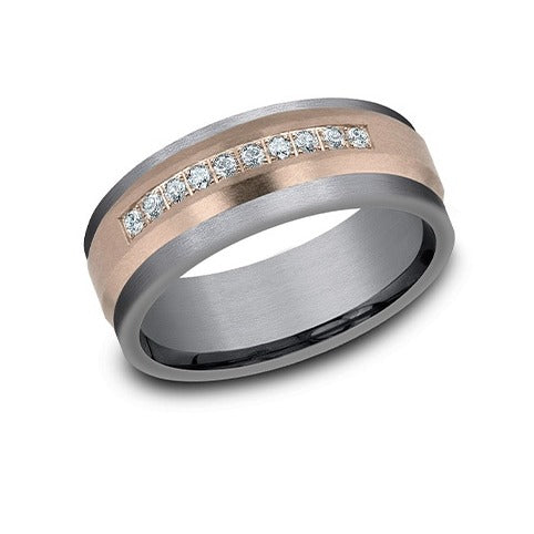 Straight Edge Satin Diamond Band