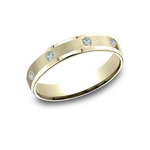 Beveled Edge Diamond Band with Satin Center