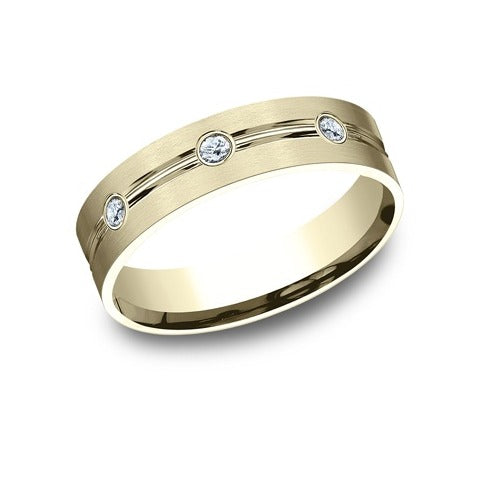 Satin Diamond Band with Center Cut