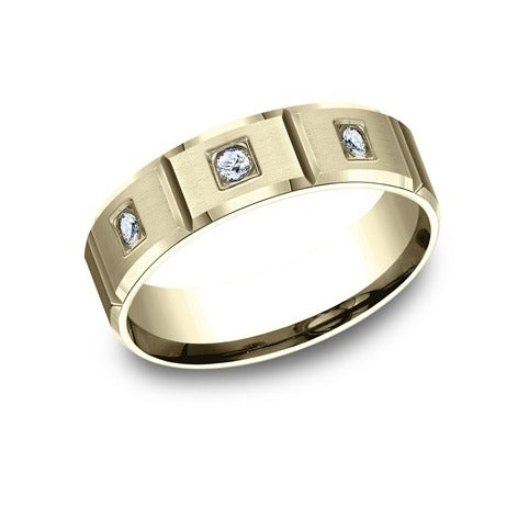 Beveled Edge Diamond Band with Satin Center