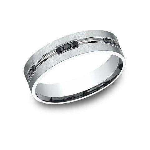 Flat Satin Black Diamond Band with Center Cut