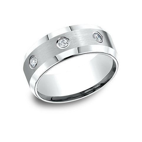 Beveled Edge Satin Diamond Band