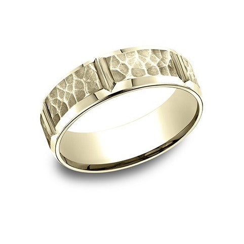 Beveled Edge Band with Hammered Center