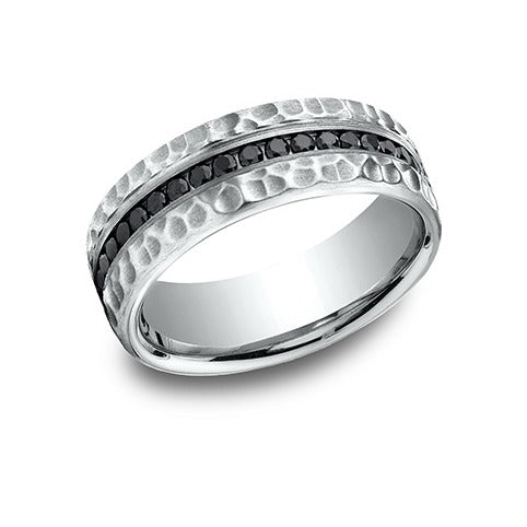 Hammered Etern Black Diamond Band