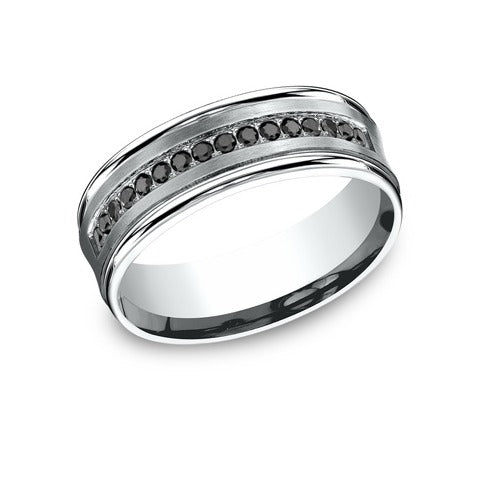 Concave With Round Edge Black Diamond Band