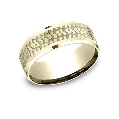 Drop Bevel Band with Goodyear Tread Center
