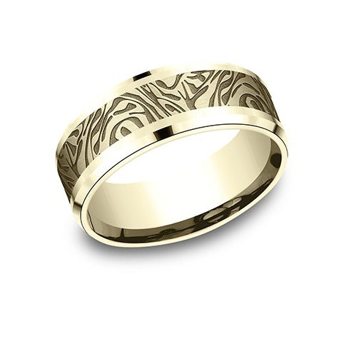 Drop Bevel Band with Faux Mokume Center