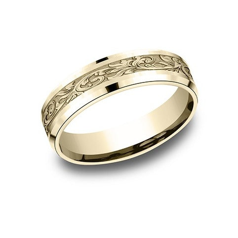 Drop Bevel Band with Vintage Script Center