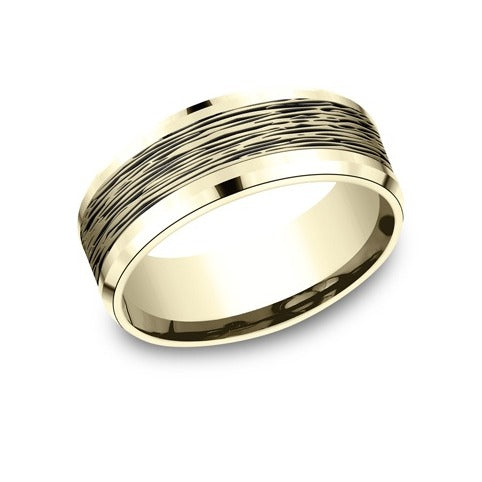 Drop Bevel Band with Horizontal Mini Bark Center