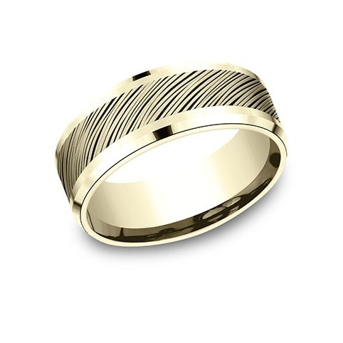 Drop Bevel Band with BP Cross Bark Center