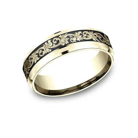Drop Bevel Band with Vintage Script Center