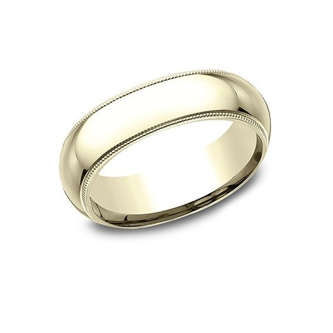High Dome Comfort Fit Milgrain Band