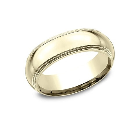 High Dome Comfort Fit Double Milgrain Band