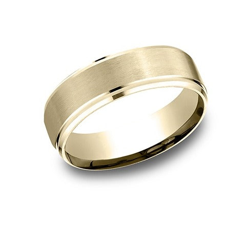Light Comfort Fit Drop Bevel Band with Satin Center