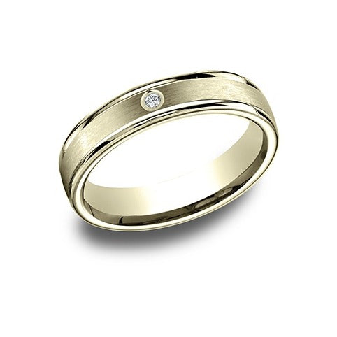 High Polish Round Edge Diamond Band with Satin Center