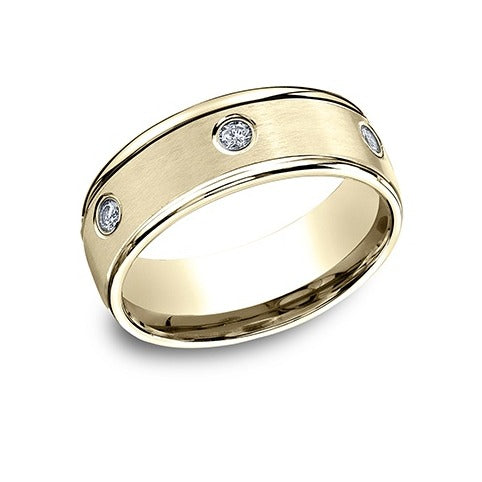 Round Edge Bezel Diamond Band with Satin Center