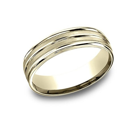 High Polish RE Milgrain Band with Center Cut