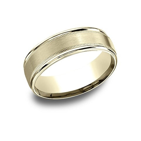 Round Edges Band with Satin Center Milgrain