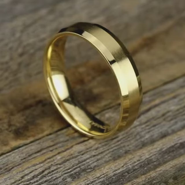 Light Comfort Fit Beveled Edge Band with Satin Center, video