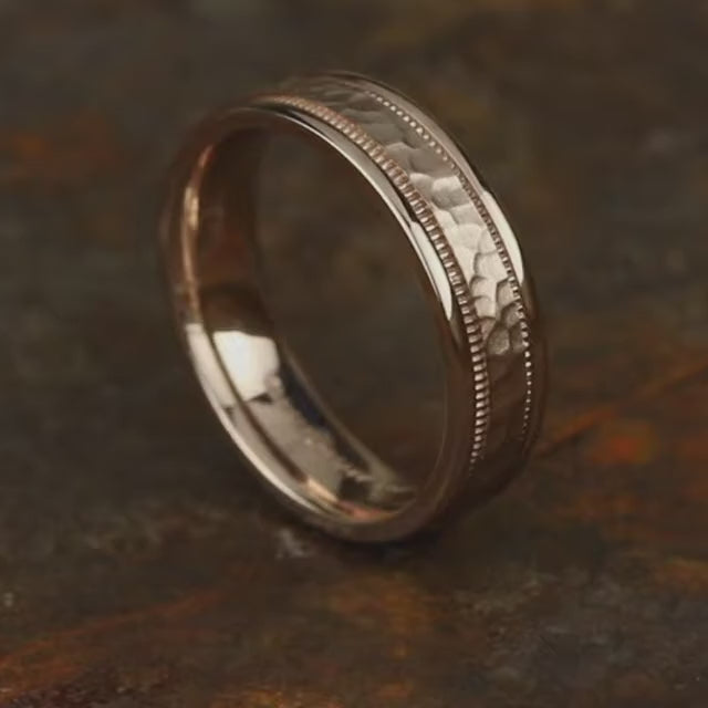 Light Comfort Fit Milgrain Band with Hammered Center, video