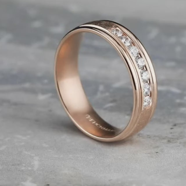 Round Edge Channel Diamond Band with Swirl Center, video