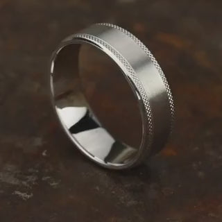 Knurled Drop Bevel Band with Satin Center, video