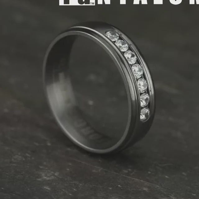 Round Edge Channel Diamond Band with Satin Center, video