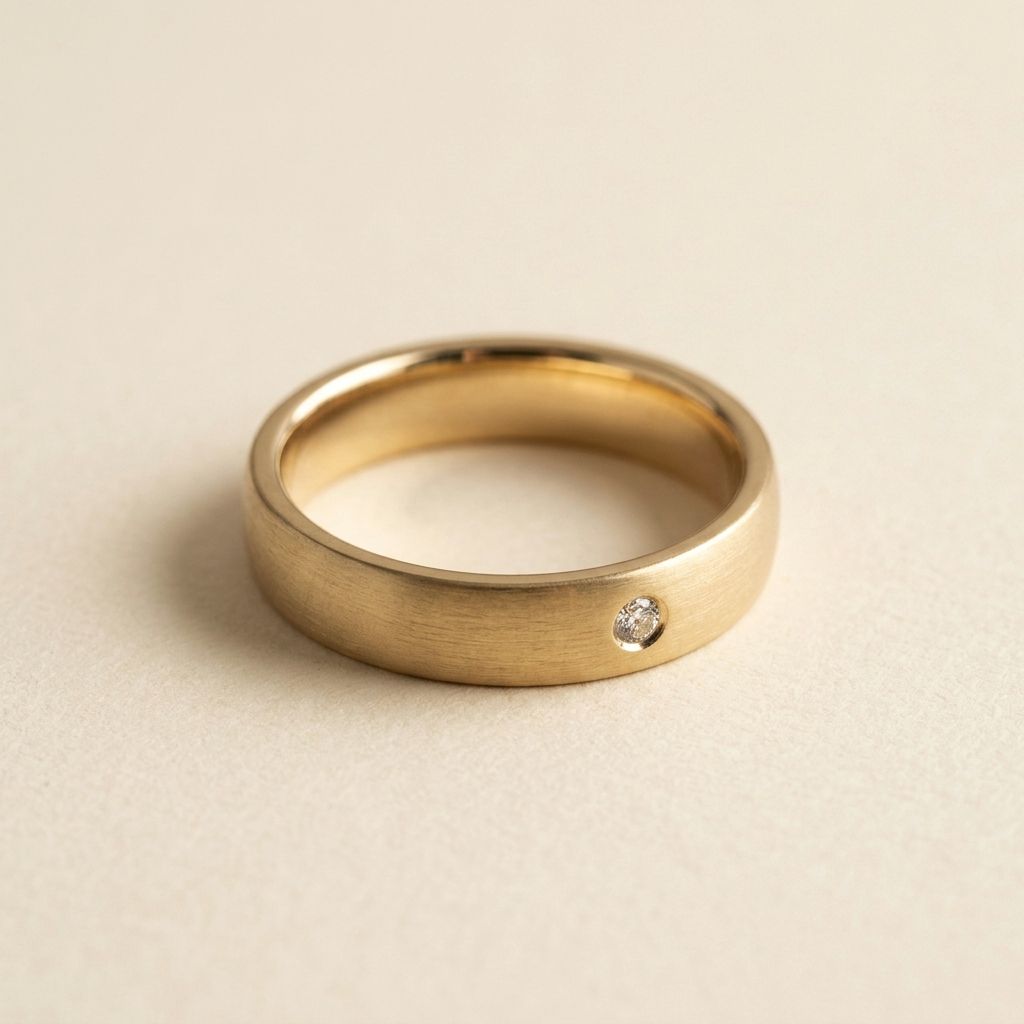 Matte Gold Band with Diamond
