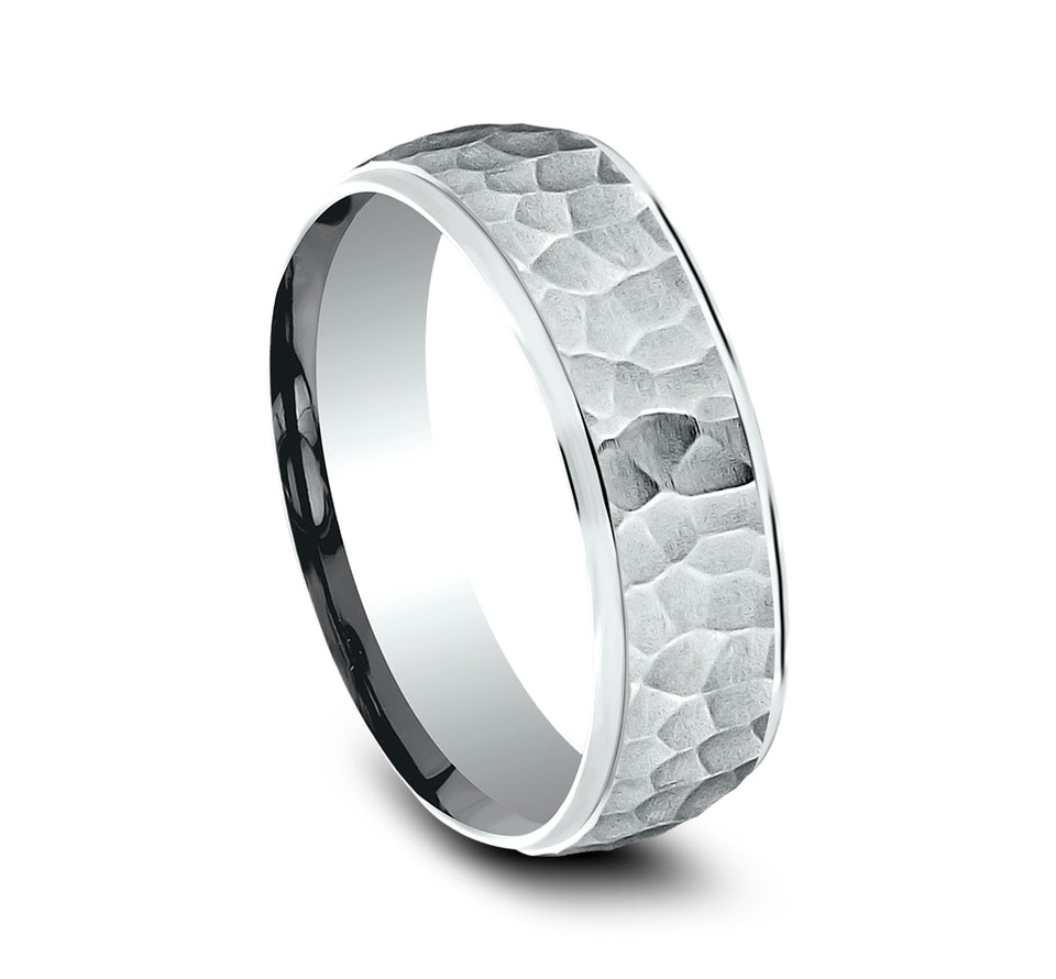 High Polish Edge Band with Hammered Center
