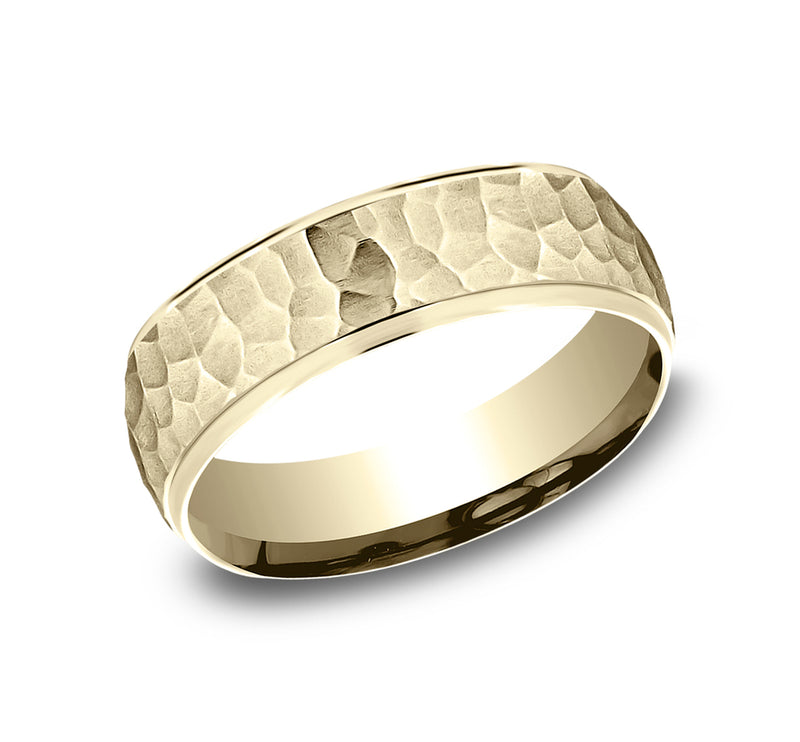 High Polish Edge Band with Hammered Center