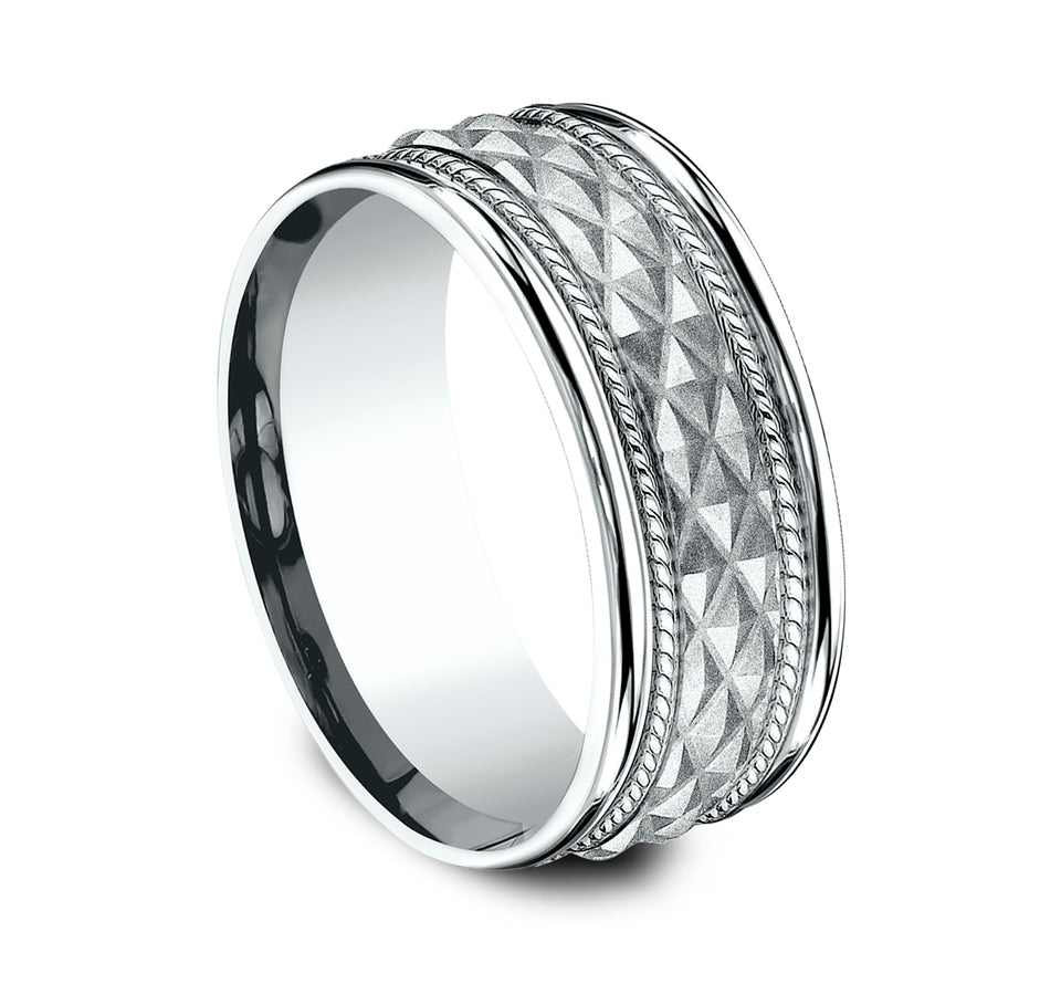 High Polish Edge Cross Hatch Band