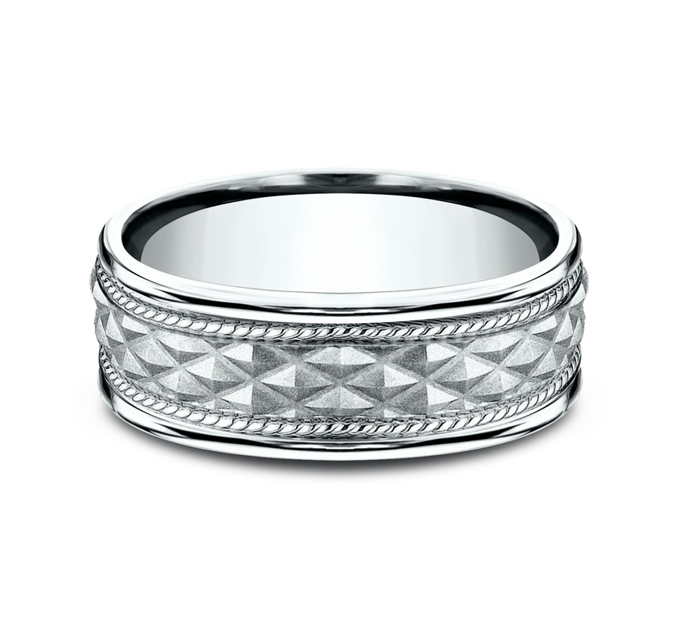 High Polish Edge Cross Hatch Band