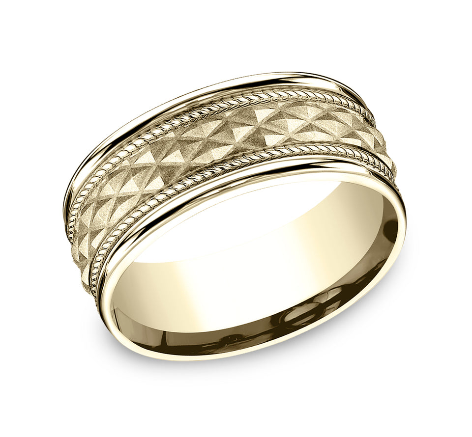 High Polish Edge Cross Hatch Band