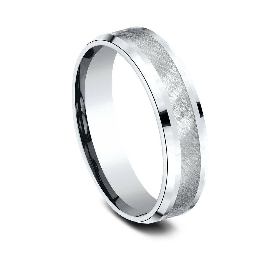 Drop Bevel Band with Diagonal Grit Satin Center