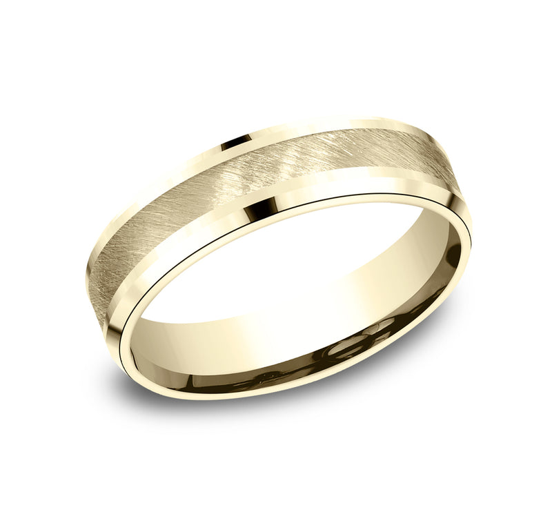 Drop Bevel Band with Diagonal Grit Satin Center