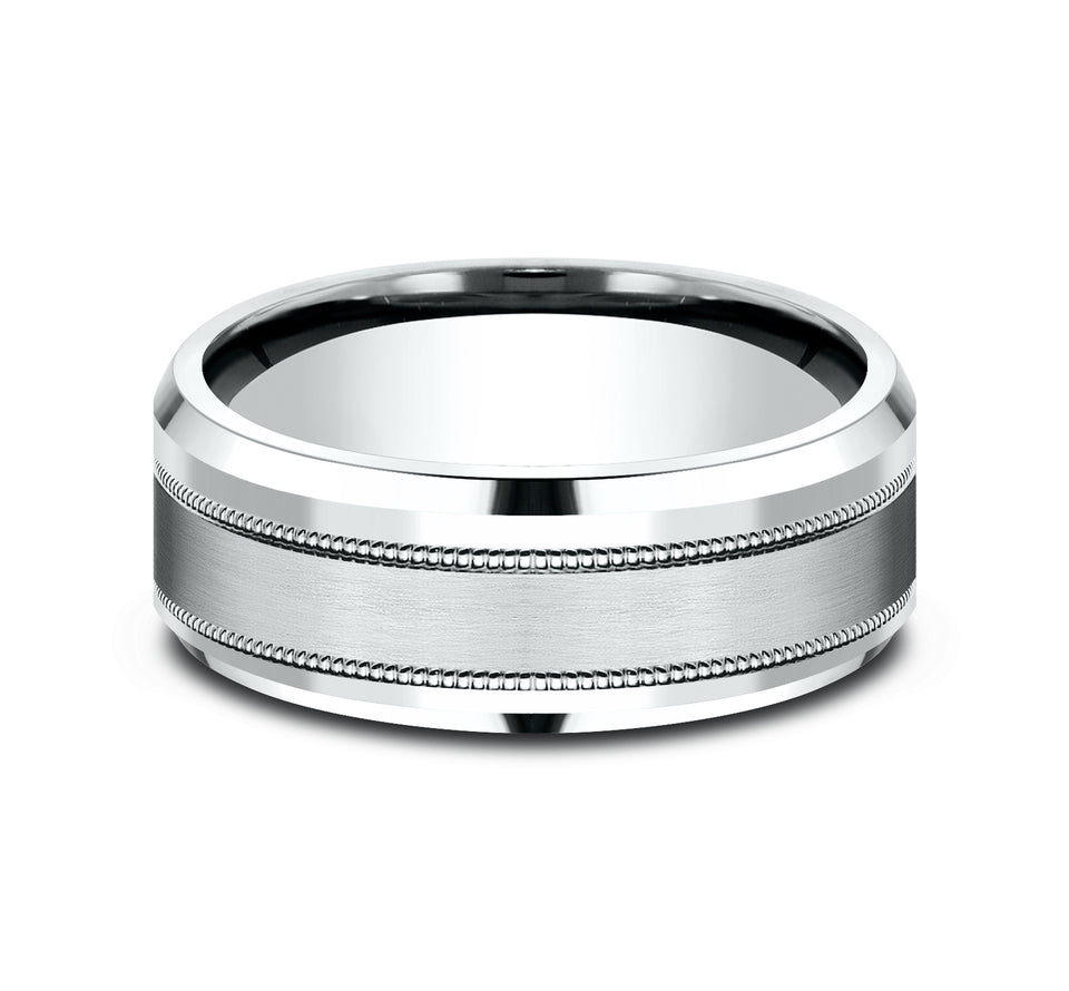 Drop Bevel Milgrain Band with Satin Center