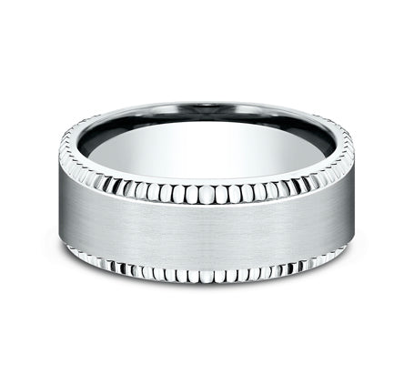 Fluted Beveled Edge Band with Satin Center