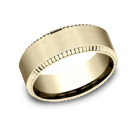 Fluted Beveled Edge Band with Satin Center