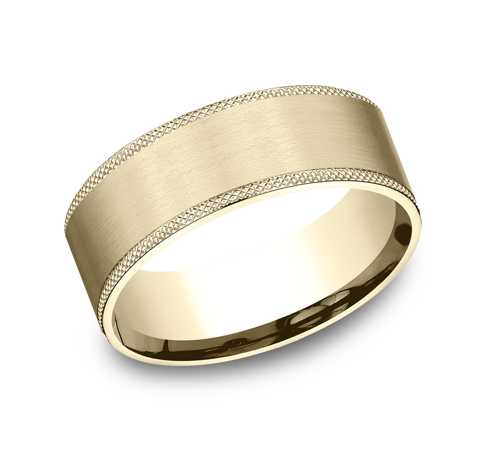 Knurled Edge Band with Satin Center