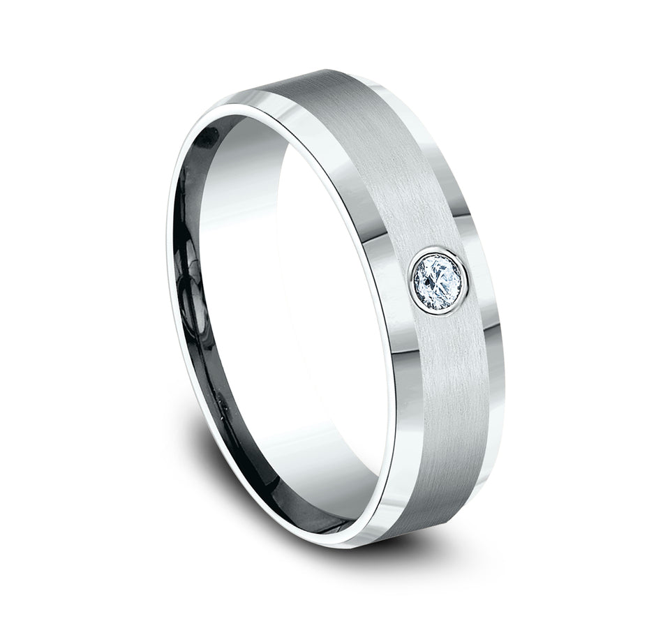 Beveled Edge Diamond Band with Satin Center