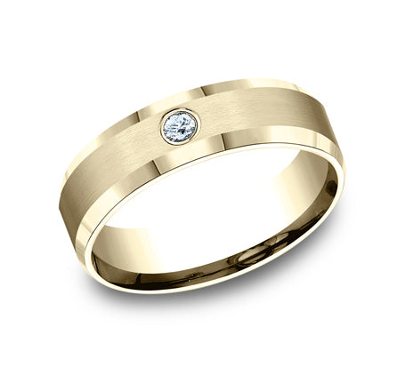 Beveled Edge Diamond Band with Satin Center