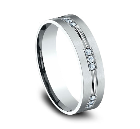 Flat Satin Diamond Band with Center Cut