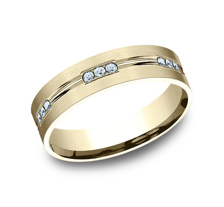 Flat Satin Diamond Band with Center Cut