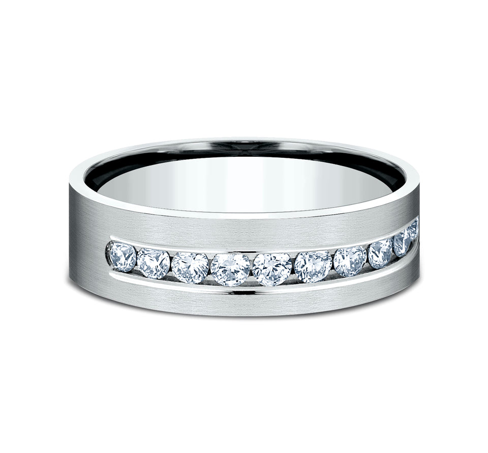 Flat Satin Diamond Band