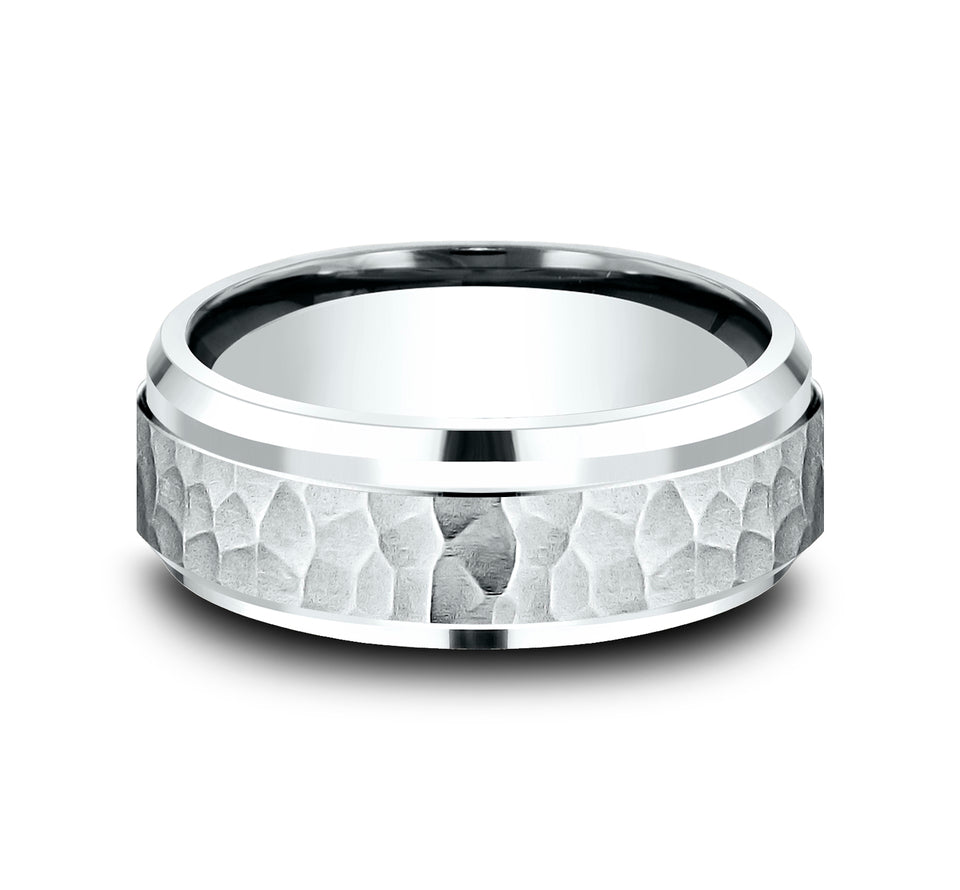 Drop Bevel Band with Hammered Center
